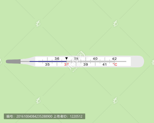 綠色背景模擬體溫計(jì)