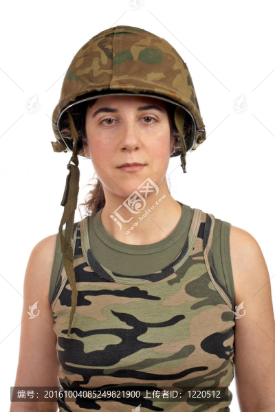美麗的士兵女孩肖像