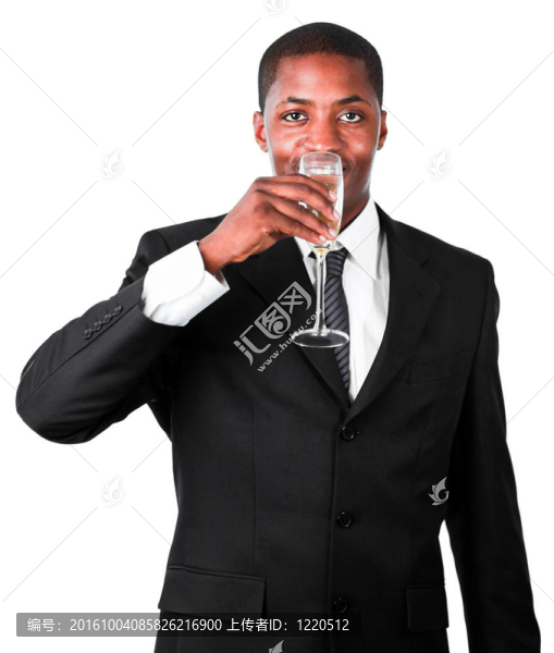 友好的商人喝了一杯香檳