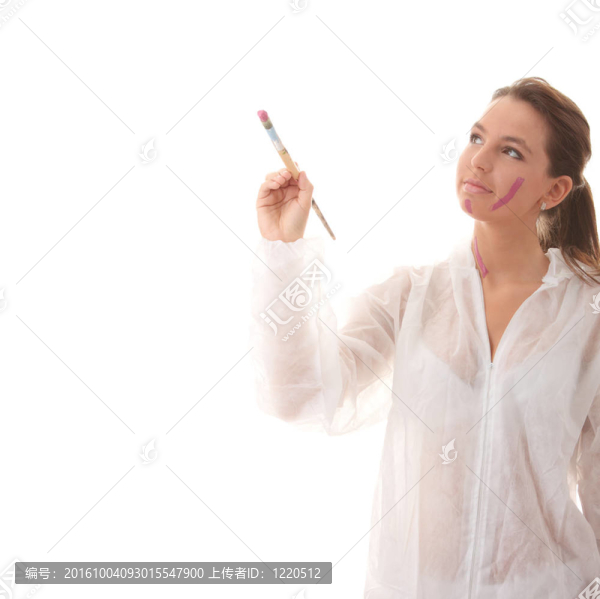 美麗的女藝人與紫羅蘭刷