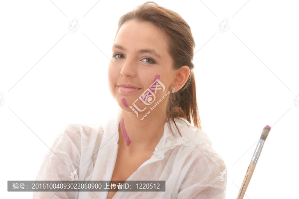 美麗的女藝人與紫羅蘭刷