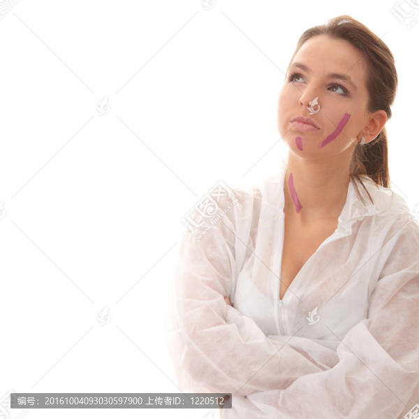 美麗的女藝人與紫羅蘭刷