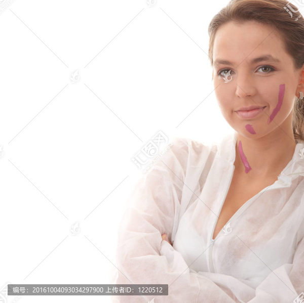 美麗的女藝人與紫羅蘭刷