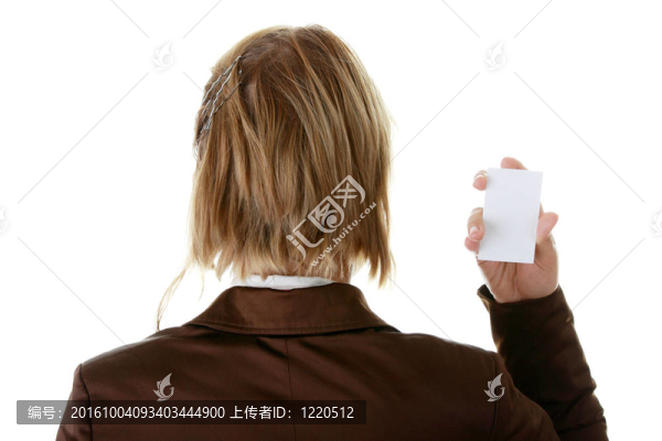 帶有空白名片的女士