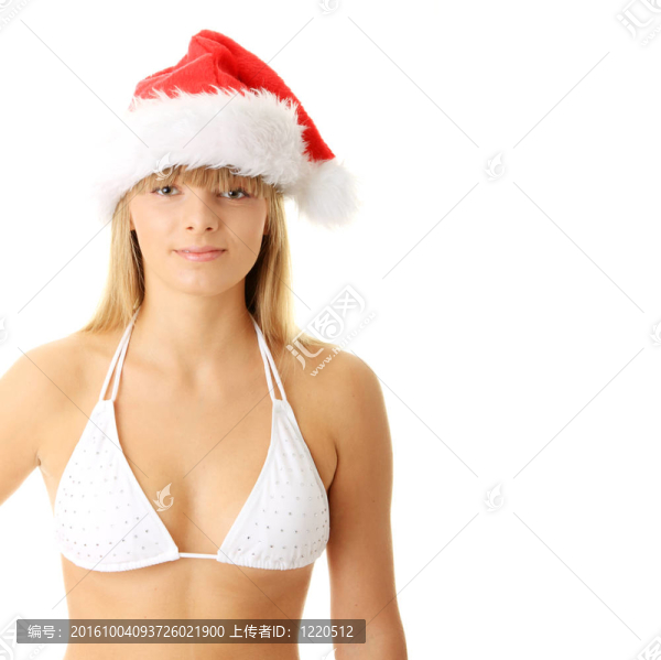 性感少婦戴圣誕帽。