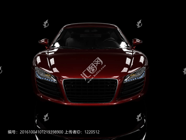 黑色背景的紅色現(xiàn)代轎車。