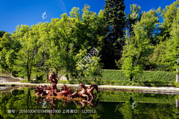 La,Granja,de,San,Ildefonso的花園；Segovia,Province；卡斯蒂