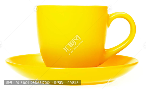 白底孤立黃杯。