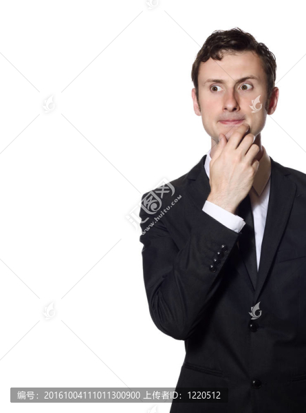 不確定的商人在一個黑色的西裝