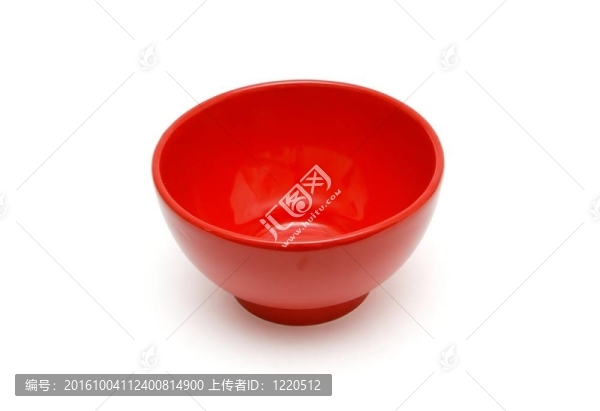 白色背景上的紅瓷碗