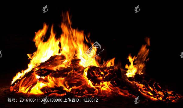 篝火的火焰熊熊的篝火在黑暗中
