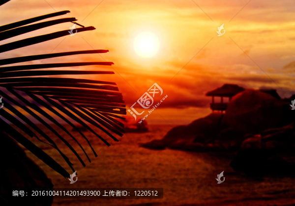 日落平房的剪影