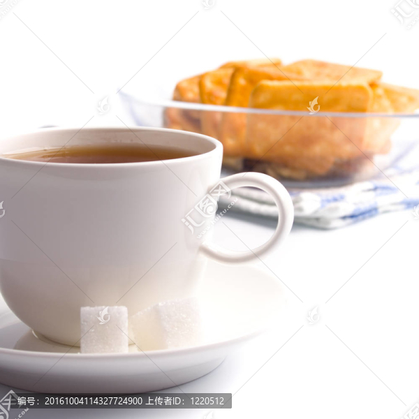 一杯茶；糖和餅干