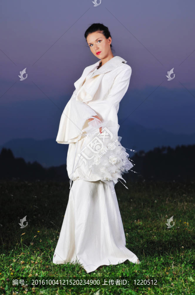 美麗的新娘在婚禮ceremny戶外