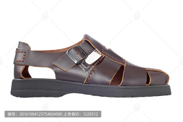 棕色皮革涼鞋