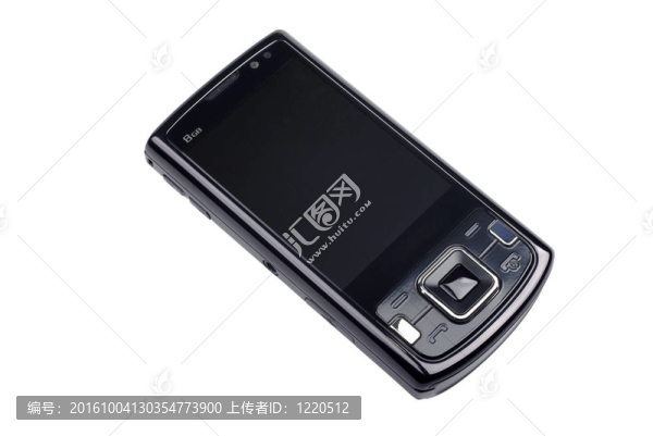 黑白背景下的現(xiàn)代黑色智能手機(jī)。
