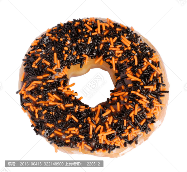 黑色和橙色的顆粒Helloween,Donut孤立在白色背景