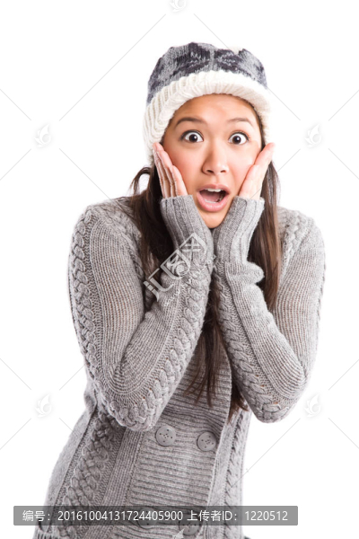 驚訝美麗的亞洲女人