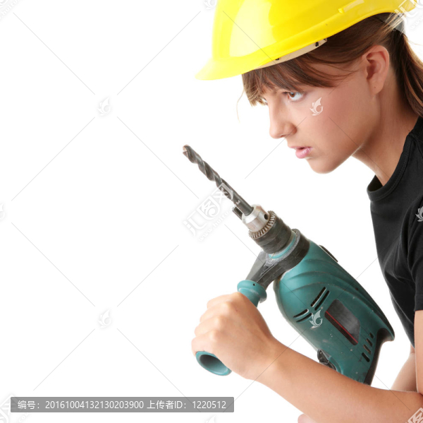 年輕女子建設(shè)者鉆機(jī)