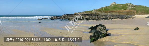 圣艾夫斯porthmeor海灘全景。