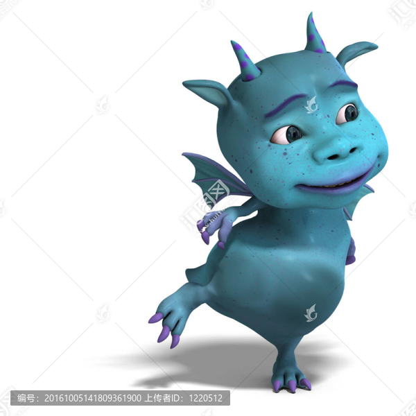 藍(lán)色的小可愛(ài)的卡通龍的魔鬼