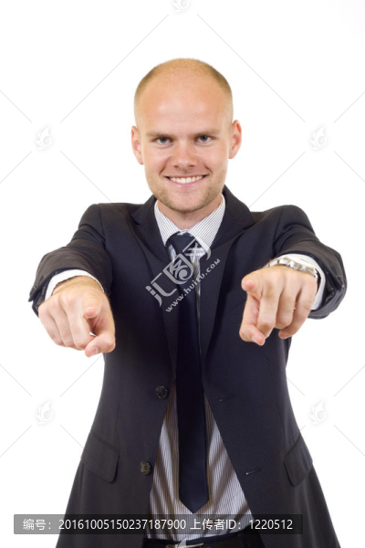 年輕的商人指著你