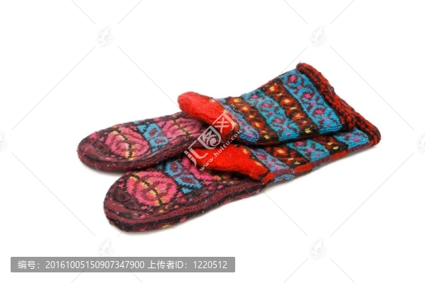 白色背景上自制彩色羊毛襪