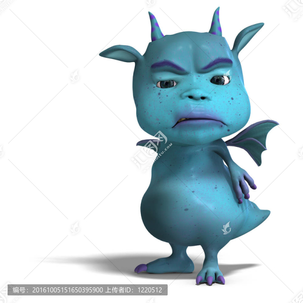 藍(lán)色的小可愛的卡通龍的魔鬼