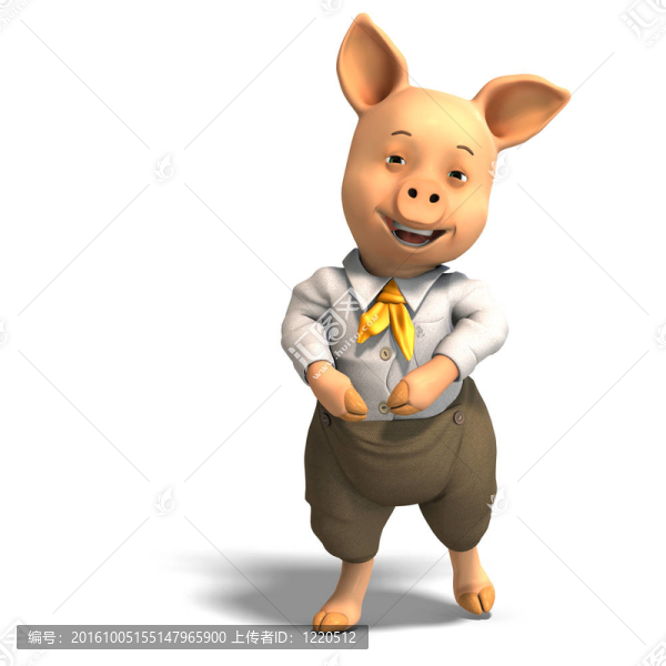 可愛卡通豬帶衣服