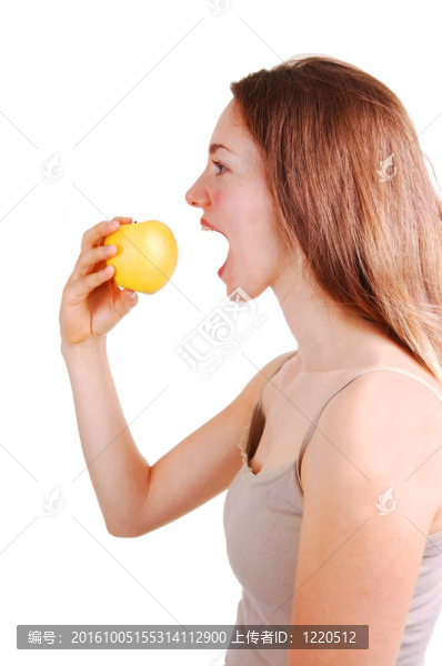 吃蘋果的女孩。