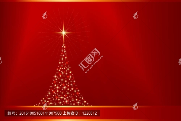 紅色金色背景與圣誕樹及復(fù)制空間
