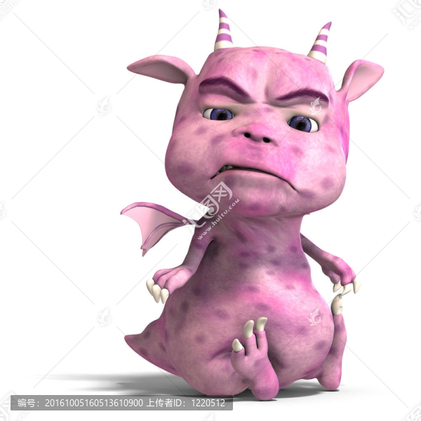 粉紅色的小可愛(ài)的卡通龍的魔鬼