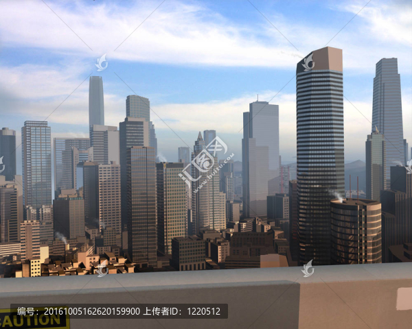 假想城市插畫(huà)的3D模型