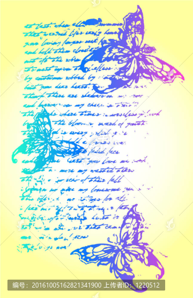 蝴蝶與字母背景插圖