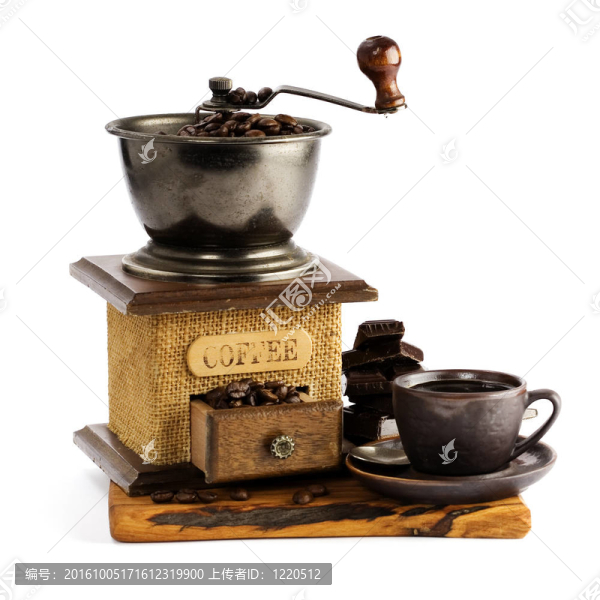 靜物與咖啡杯和咖啡磨