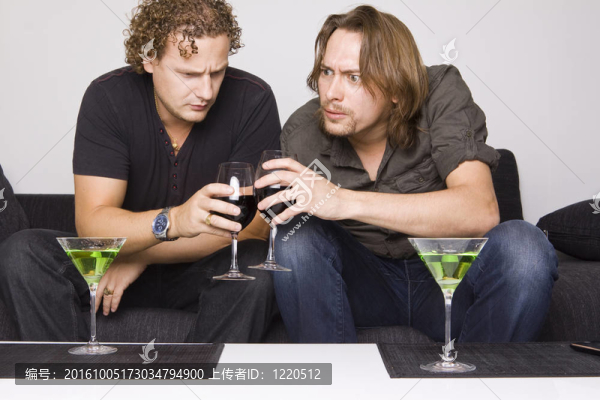 兩個朋友在家喝酒