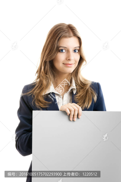 商業(yè)女人拿著一個(gè)廣告牌