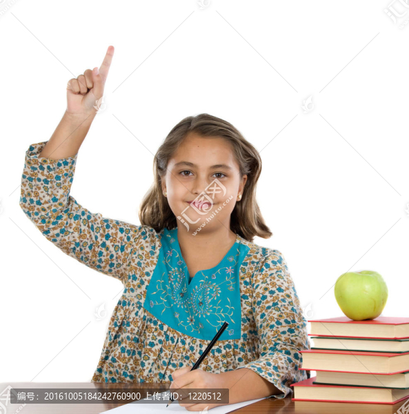 可愛的女孩學(xué)生要求發(fā)言