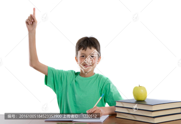 可愛的男孩學(xué)習(xí)要求發(fā)言