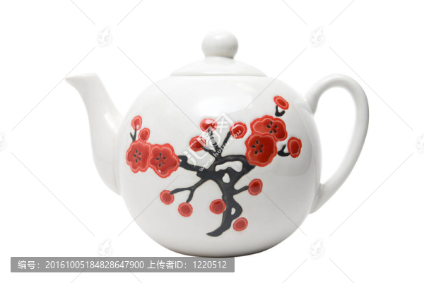 亞洲風(fēng)格的茶壺與花