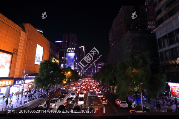 城市夜景,堵車