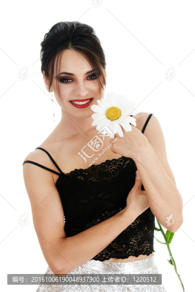 美麗的女人與daisy,flower
