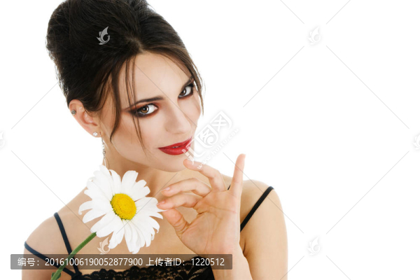 美麗的女人與daisy,flower