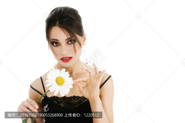 美麗的女人與daisy,flower