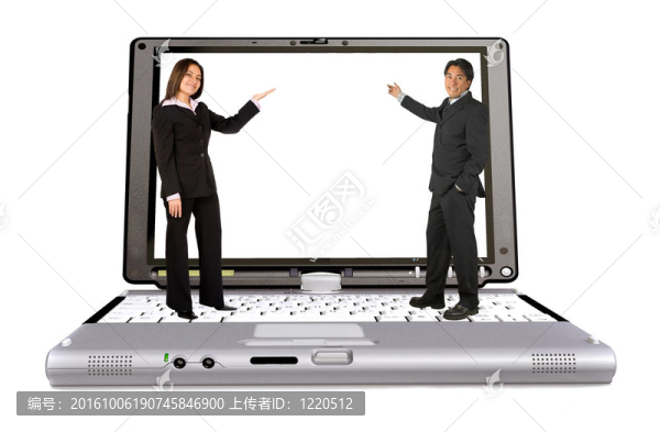 與筆記本電腦的商業(yè)夫婦