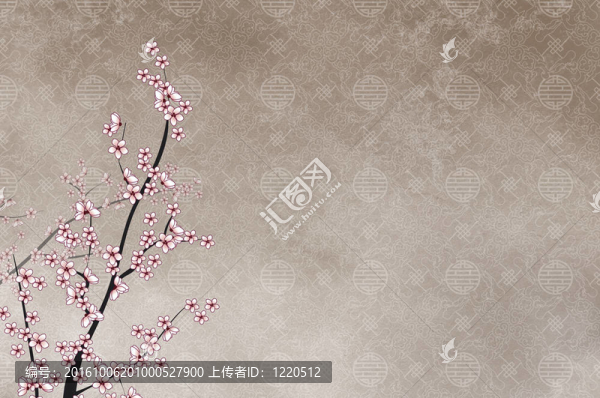 觀賞櫻花樹與文本或圖像的地方中國圖案掐絲