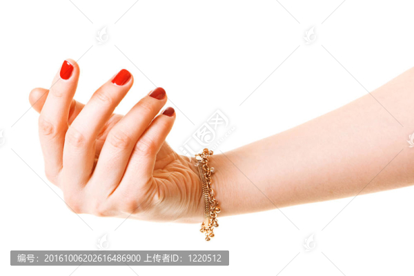 白色背景上的女性手