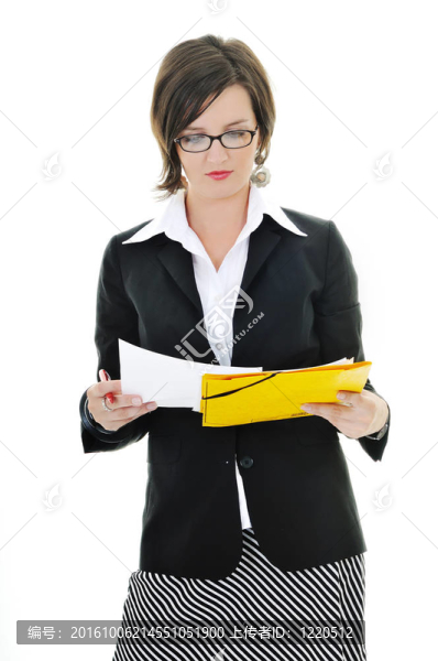 商業(yè)女人拿著文件和文件夾
