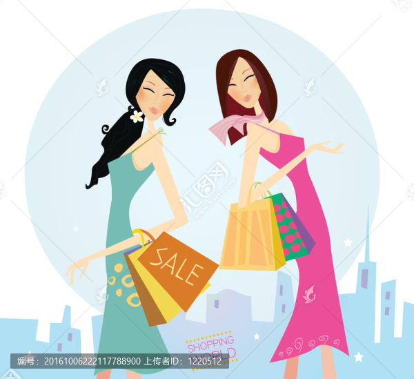 在城市購物的女人