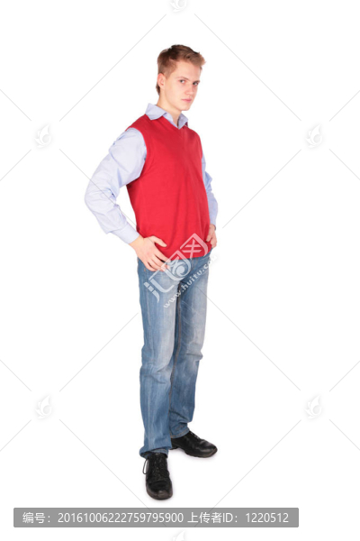穿紅夾克的男孩